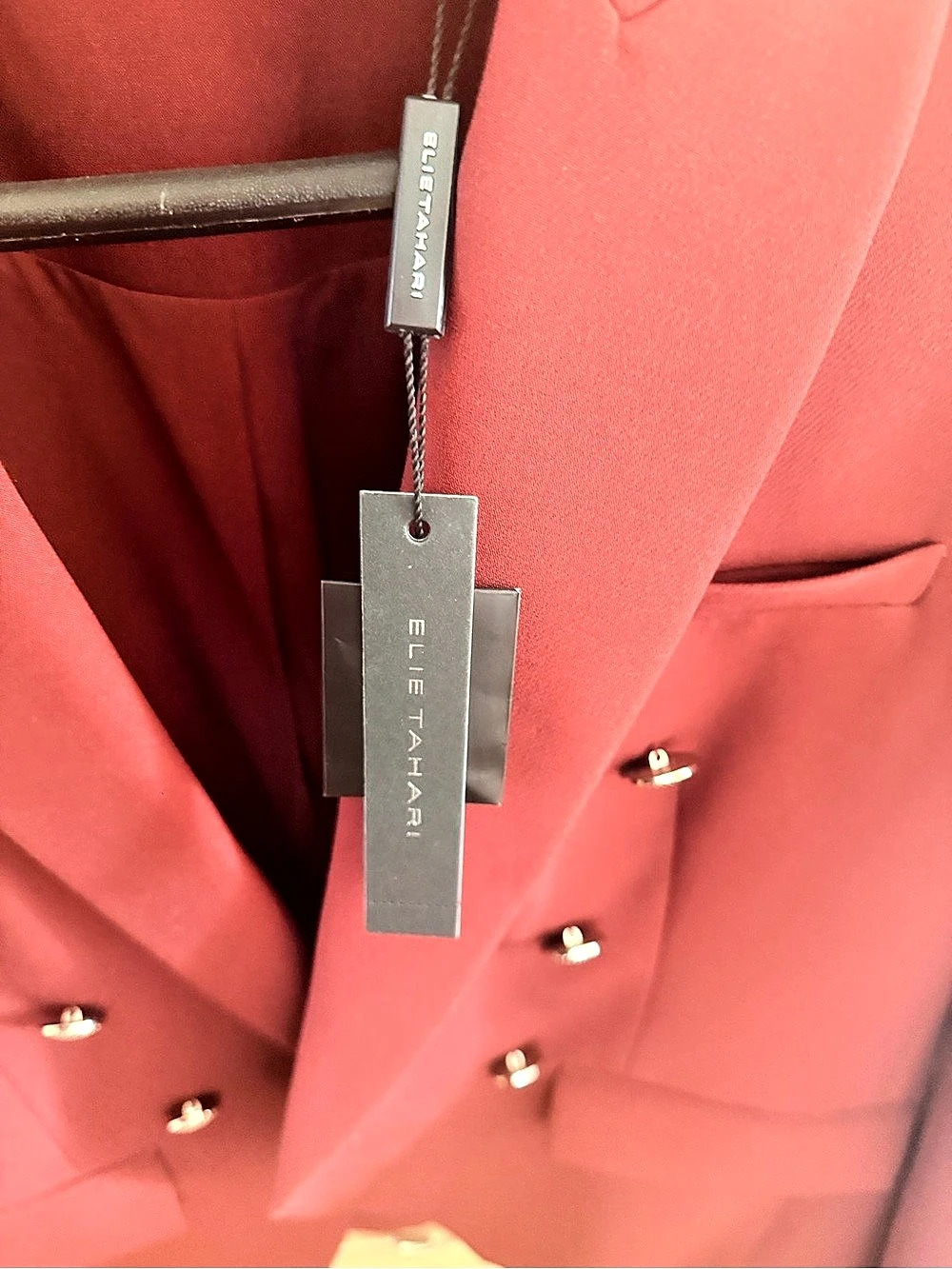 Elie Tahari Double-Breasted Blazer in Burgundy Size 6 NWT - Picture 9 of 15